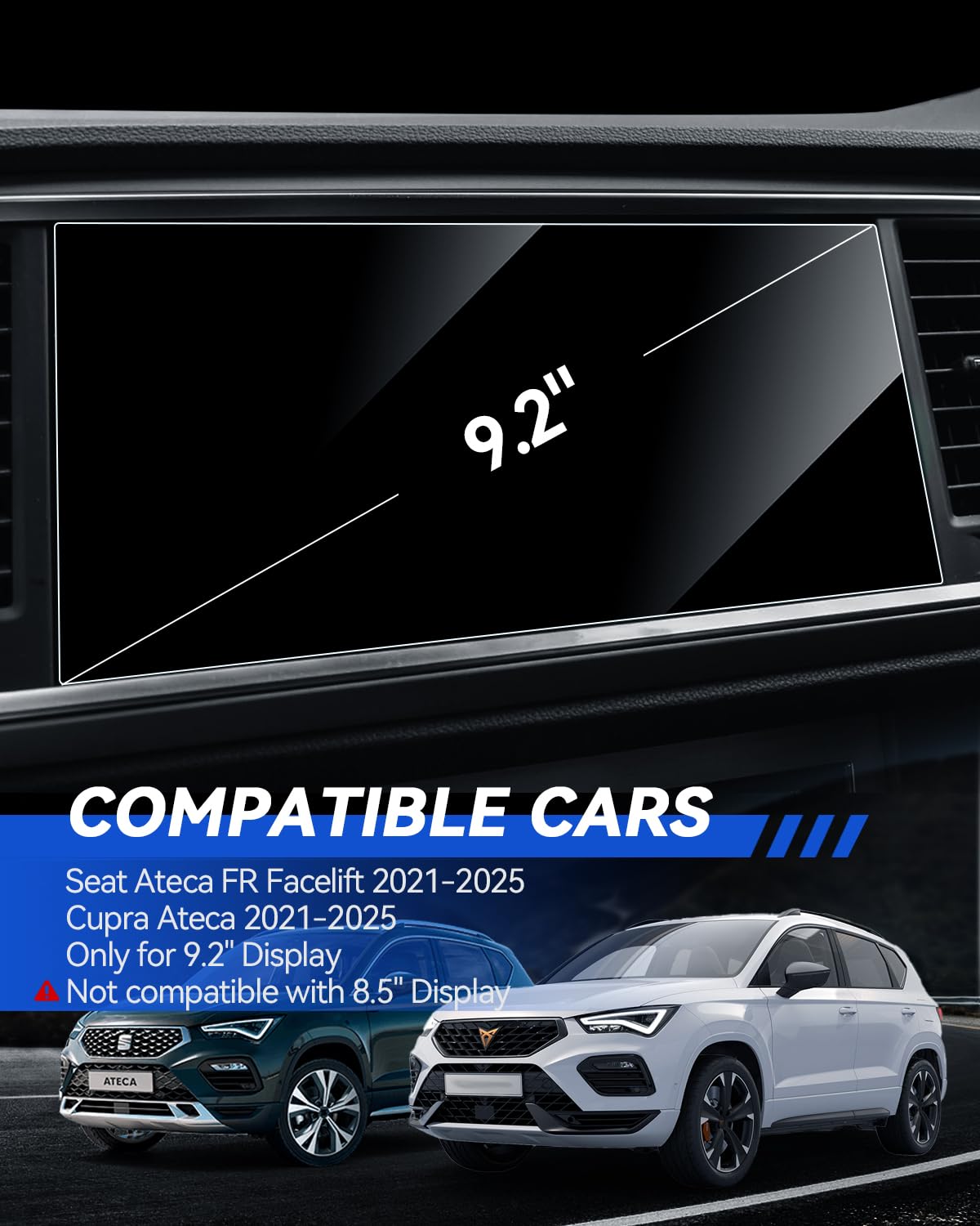 Pellicola Protettiva 9.2 Pollici HD 9H per Seat Ateca FR e Cupra Ateca 2021-2025 Anti Graffio