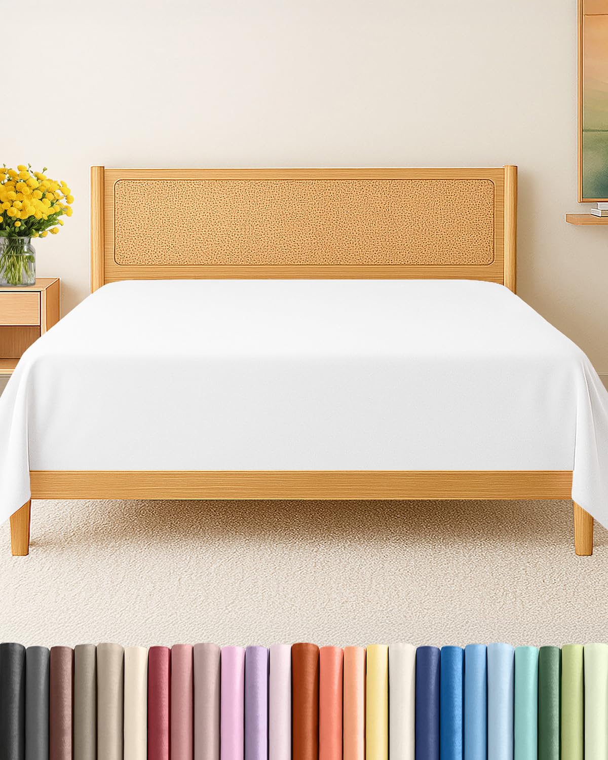 King Size Flat Sheet - Hotel Quality Top Flat Bed Sheet Only - Ultra-Soft, Comfy, Breathable & Cooling - Fade & Wrinkle Free - Easy-Care, Stain & Shrink Resistant Bedding - Easy-Fit & Oeko-Tex - White