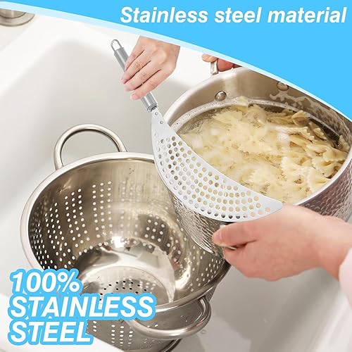 Miniatura 3 de Colador de olla con asa, colador de pasta, colador de sartén, escurridor de grasa, escurridor de mano de acero inoxidable, escurridores de sartén,