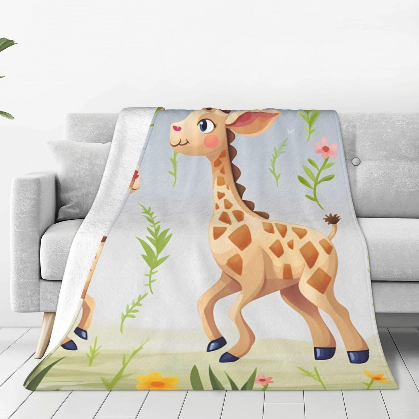 Couverture en micro polaire girafe mignonne, cadeau douceur idéal