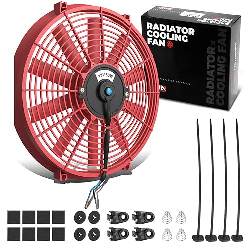 Vista 131 de DNA Motoring Ventilador de radiador delgado de enfriamiento eléctrico de alto rendimiento de 7 pulgadas con kit de montaje, azul, RAF-7-BL+FMK