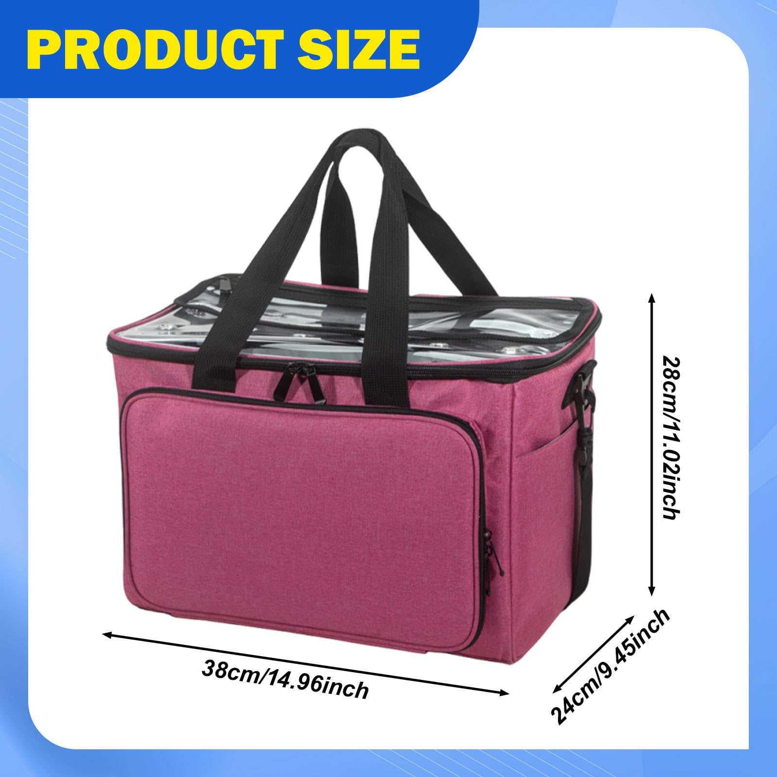 perfk Bolsa de Tejer, Bolsa de Crochet, Estuche para Hilo, Kit de Bordado, Aguja de Tejer, Accesorios para Manualidades, Crochet para Principiantes, Rosa Roja