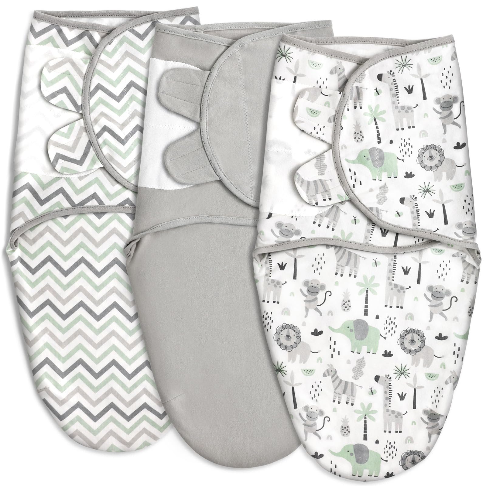 Baby Swaddle Wraps for 0-3 Months Newborn,Oeko-tex100,100% Breathable Organic Cotton Fabric Swadding Blankets,3 Pack (Green)