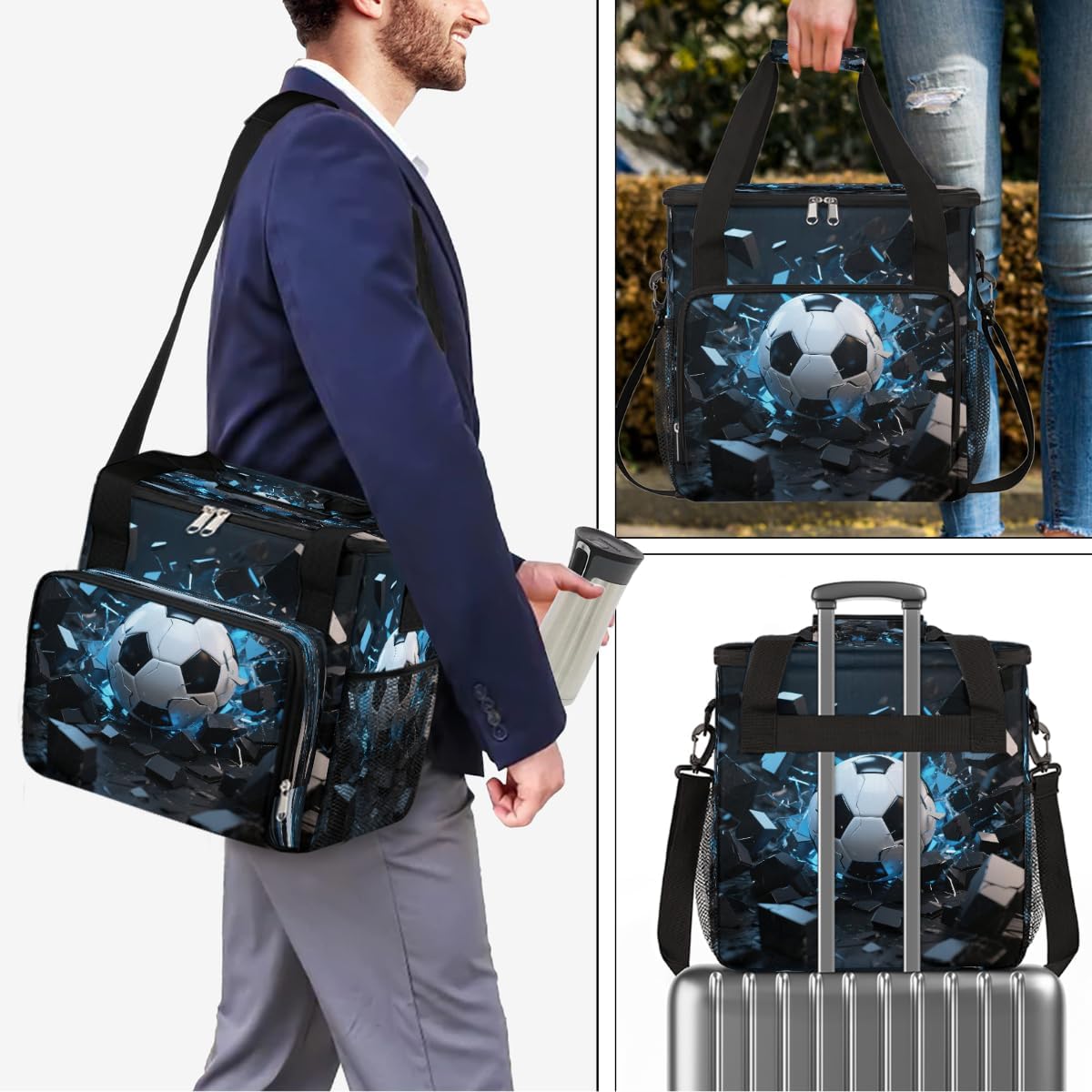 Crumpled Soccer Portable Coffee Maker Carrying Bag Compatible with Keurig K-Mini or K-Mini Plus - Travel Storage Tote with K-Cup Pod Pockets for Single Serve Coffee Brewer