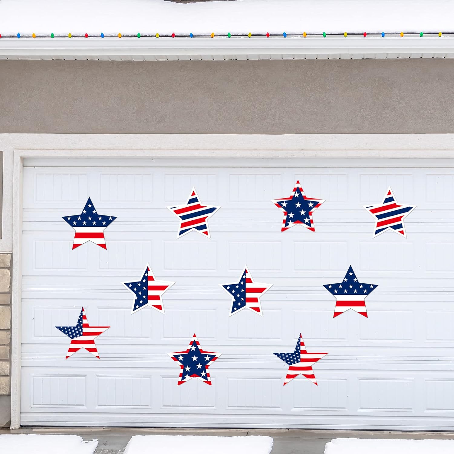 Crtiin 10 Pcs Us Patriotic Garage Door Magnets 250th Anniversary 4th of July Red White Blue Stars Garage Door Decal Sticker Decorations for Memorial Independence Day Home Car Yard Refrigerator Decor