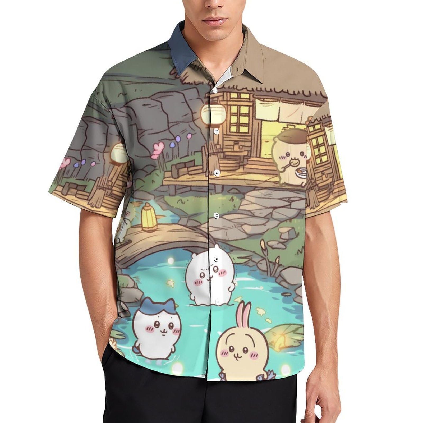Amazon.co.jp: シャツ メンズ ちいかわ 半袖 夏服 アロハシャツ