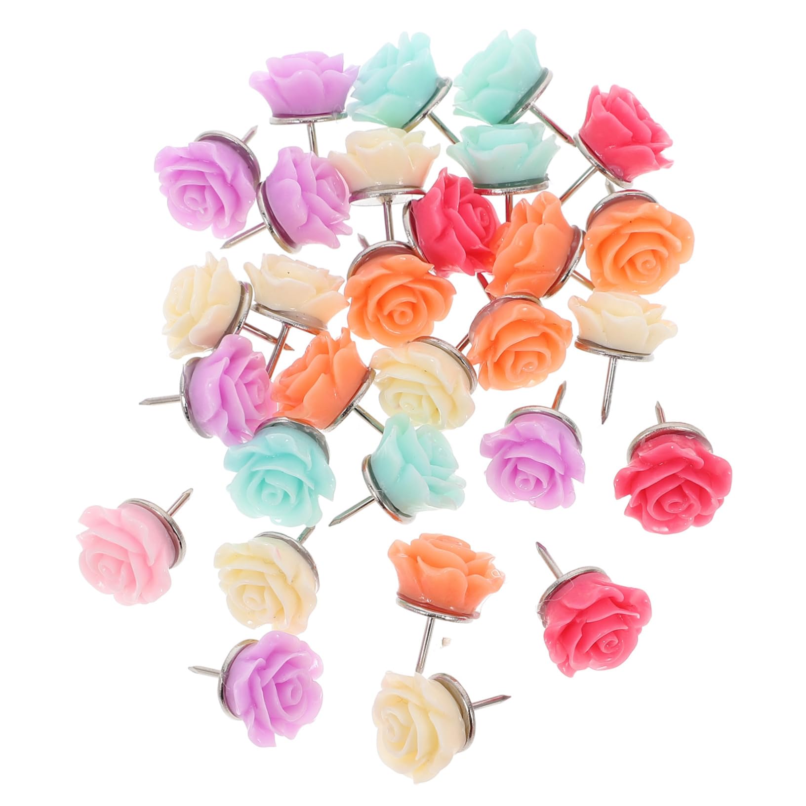 Sewroro 120stücke Dekorative Rosennadeln Für Korktafeln Süße Blumen-pushpins Aus Resin Für Büro Und Wohnraumgestaltung Farben Je