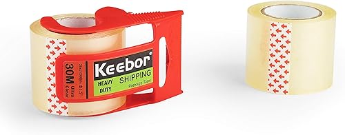 Miniatura 8 de Cinta de embalaje con dispensador, 12 rollos de cinta de envío transparente, 2 pulgadas x 32.8 yardas, núcleo de 1.5 pulgadas, diseñada para