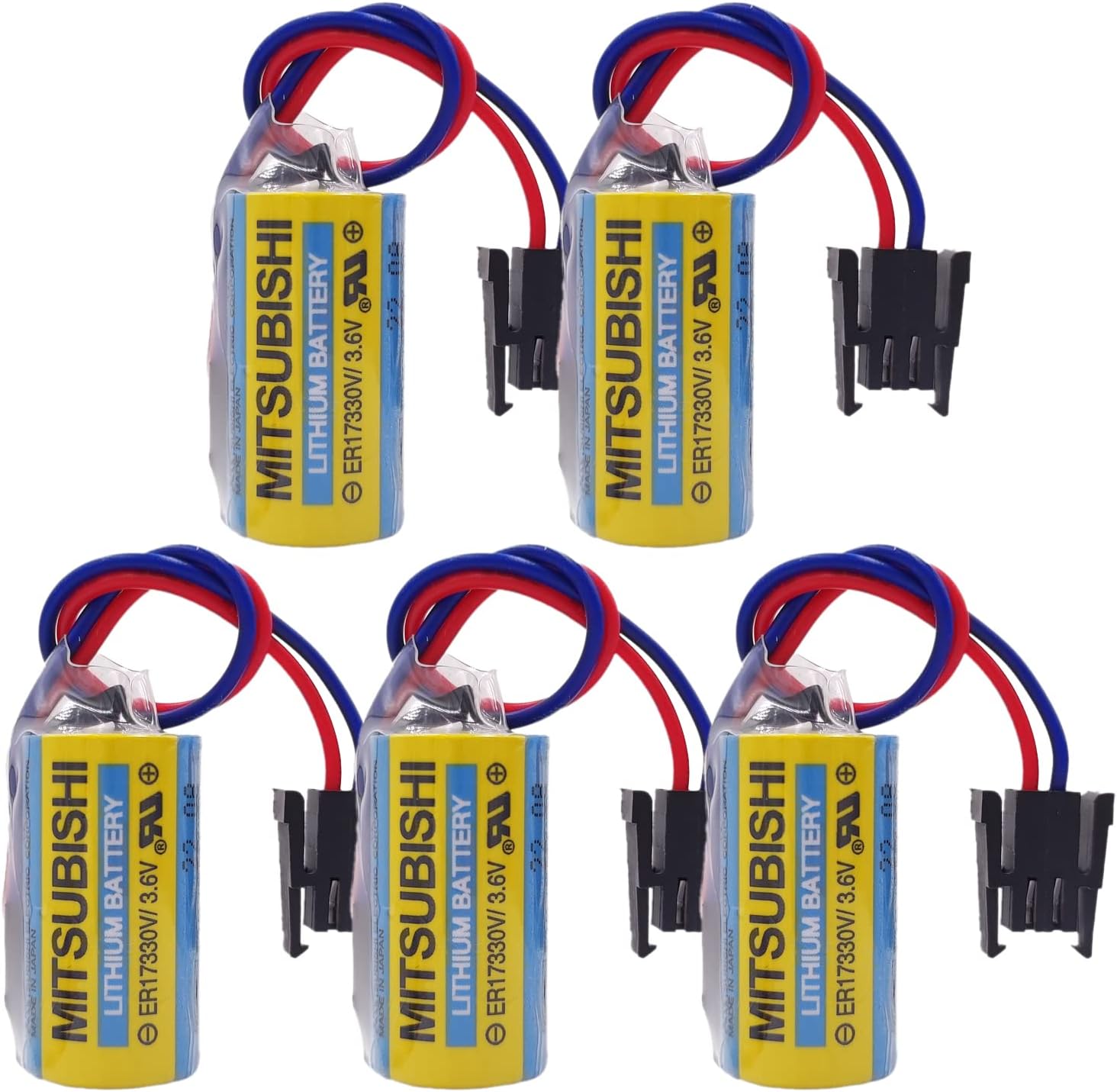 1700mAh MR-BAT ER17330V/3.6V A6BAT PLC Battery for FANUC CNC System Non-Rechargeable (Pack of 5)