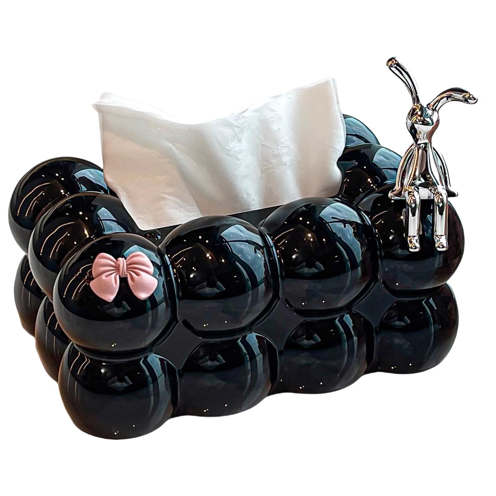 MHADBKH Playful Rabbits Design Tissue Box Suitable for Children and Teens Practical Easy Refill Adds Decors Appeal Marshmallows Tissue Box