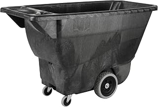 Rubbermaid Commercial Tilt Dump Truck - 450 lbs Capacity, 1/2 Cu Yd Heavy Duty Trash Cart, Black, Wheels for Construction & Industrial Use