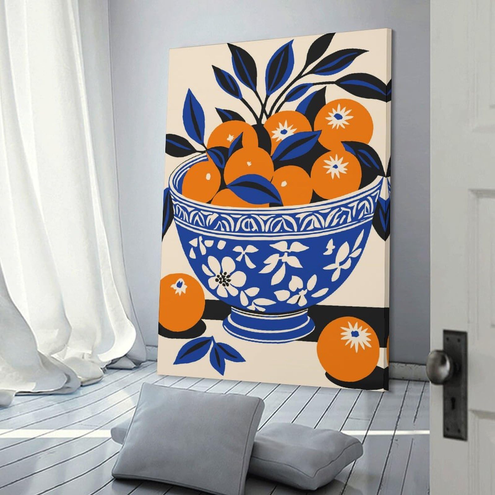 Junmoney Canvas Art Print Bowl of Oranges, 20x30inch(50x75cm), for Office, Study Or Home Workspace, Home Office Artwork with Decorative Appeal