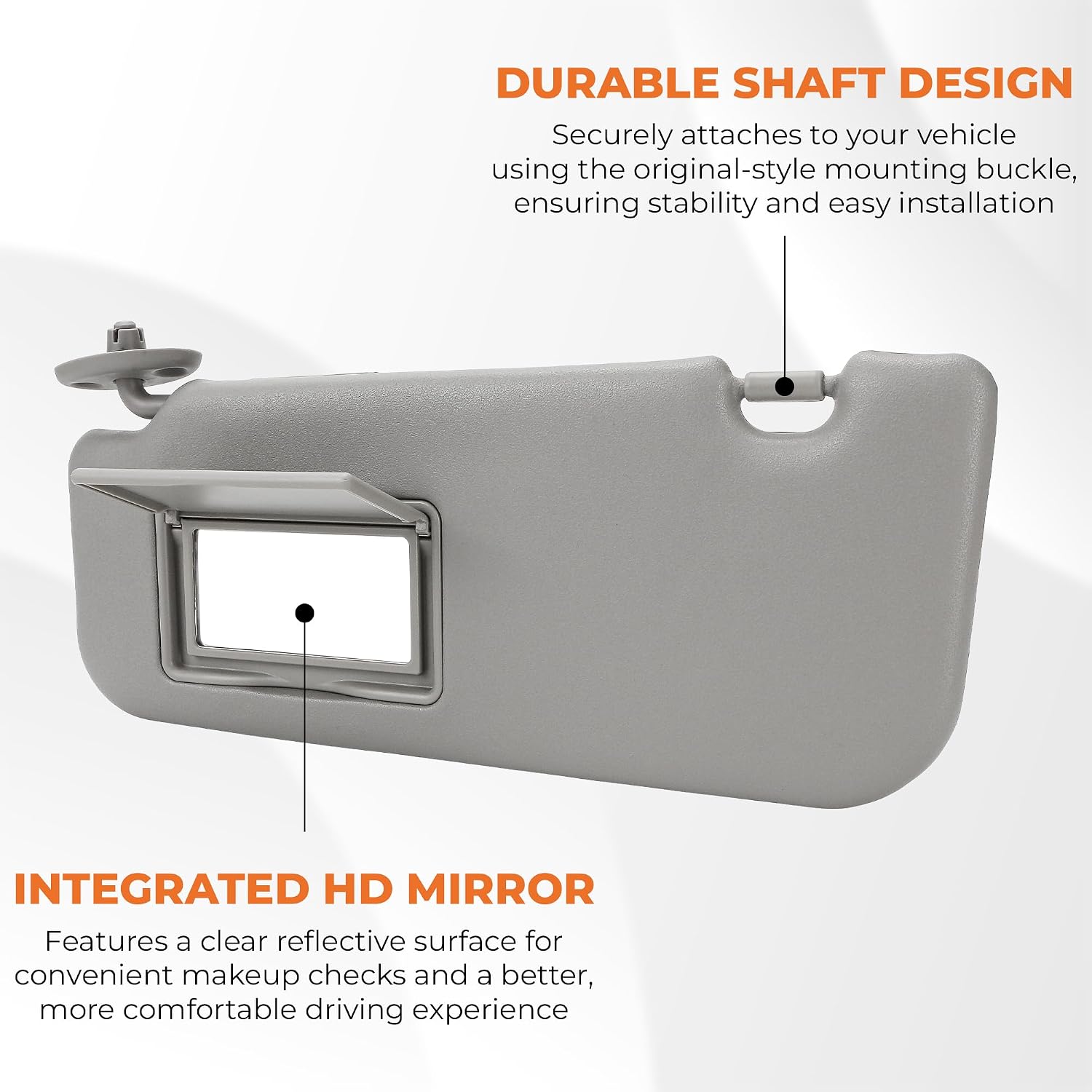 Driver Front Left Side Sun Visor Replacement Compatible with Toyota Vios, Yaris, Yaris L 2014 2015 2016 2017 2018 2019 2020 2021 2022 – Grey Car Interior Front Protection Shade with Mirror