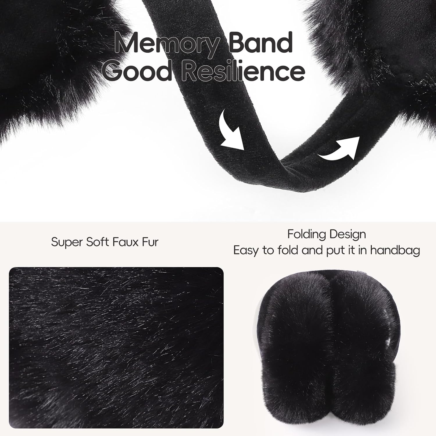 Women Foldable Ear Muffs for Cold Weather Fluffy Earmuffs Lady Winter Warm Headband Cute Soft Ear Warmers