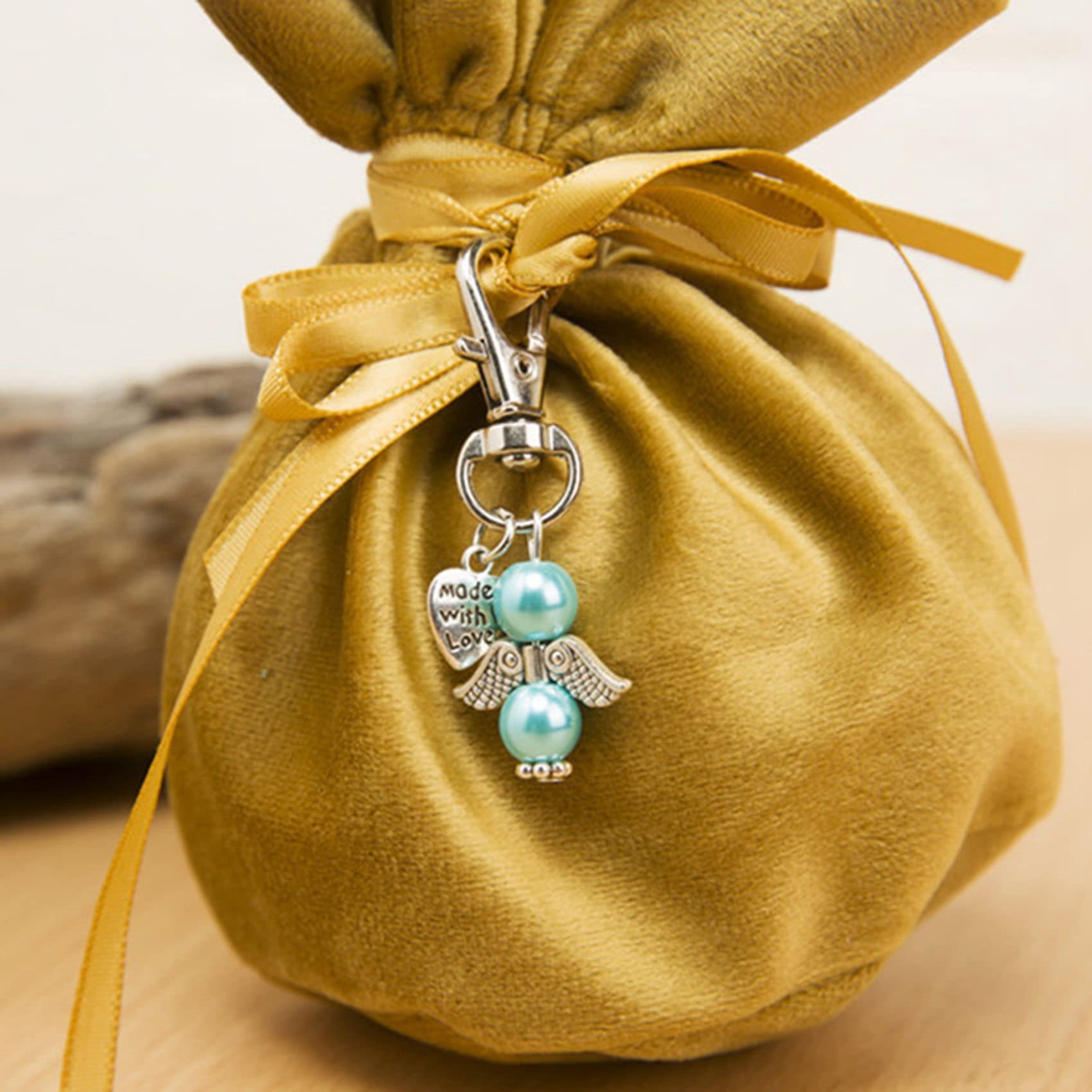 96 Tauf-Sets, Souvenir, Gastgeschenke, Schutzengel, Hochzeits- + Organza-Beutel + Taufgeschenk-Anhänger