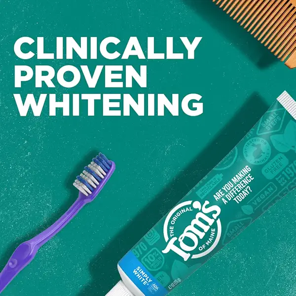 Tom's of Maine Natural Simply White Fluoride Toothpaste, Clean Mint, 4.7 oz. (Packaging May Vary) 6