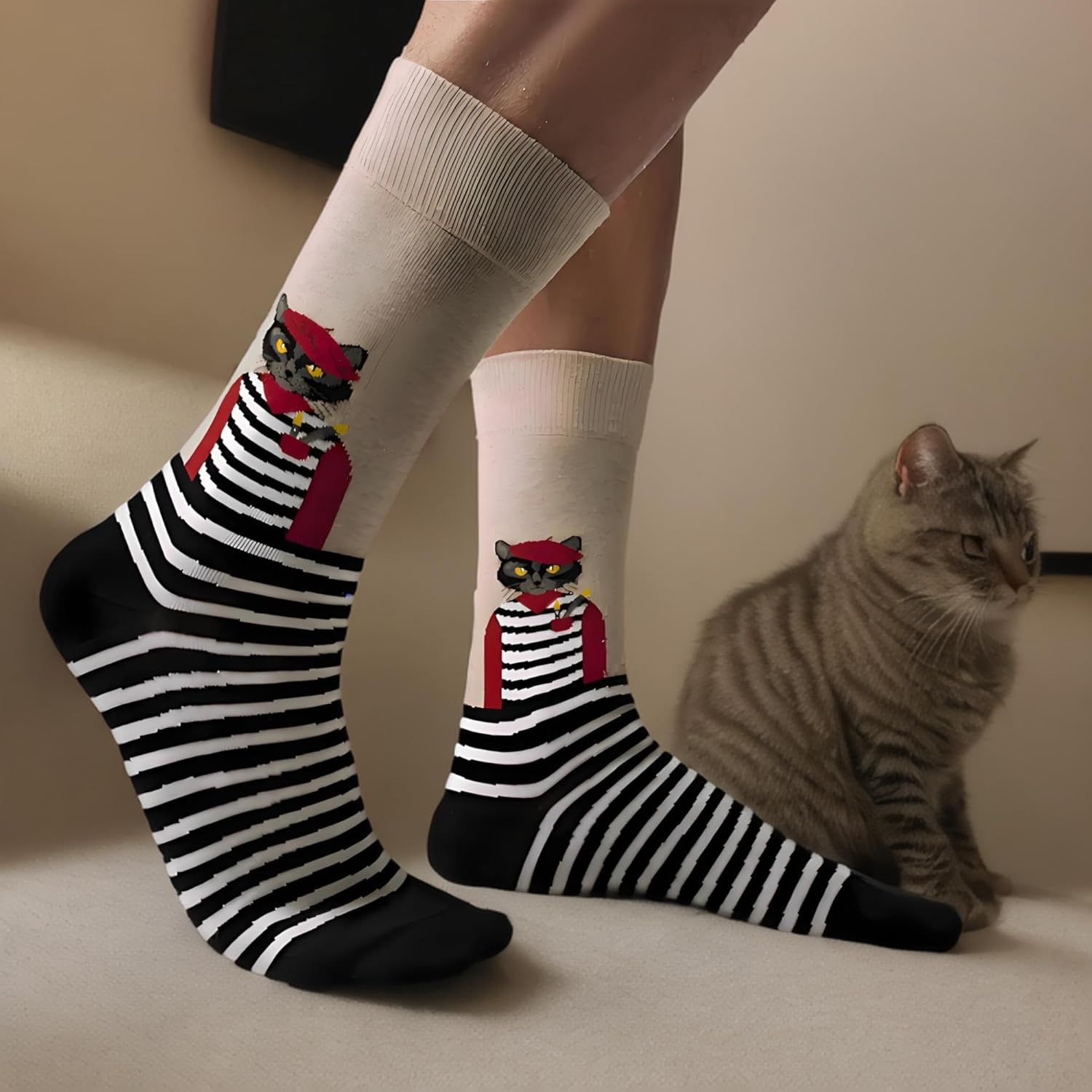 Cat socks,gifts for cat lovers，animal Socks，suitable for men and women, shopping, home, sports, outing (4 pairs per box) - Image 2