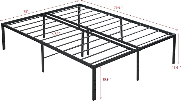Black King Size Bed Frame, Heavy Duty Metal Platform Bed Frame with Steel Slats Support, Strong Bearing Capacity, Under Bed Storage, Noise Free Easy Assembly (King)
