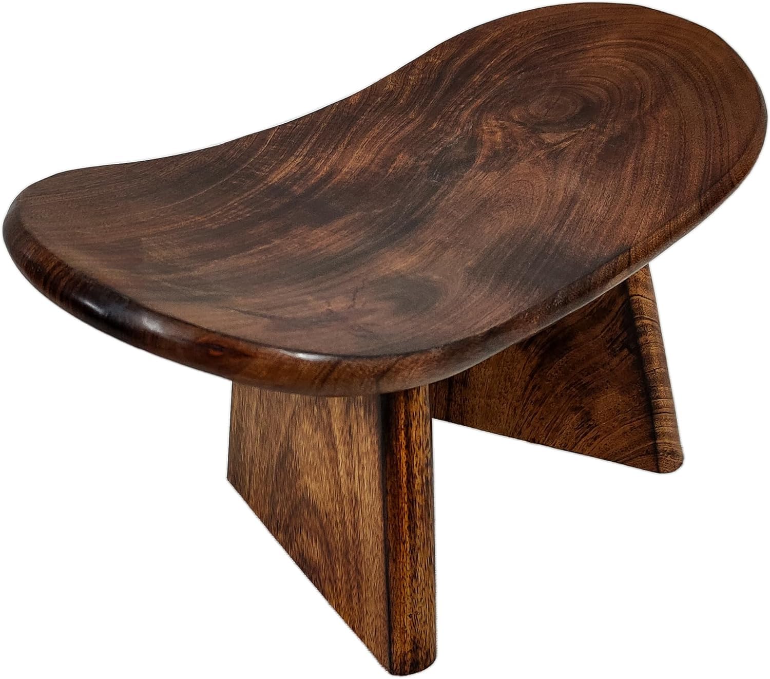 Uvz Crafts Handmade Wooden Meditation Bench/Stool – Foldable Ergonomic Meditation Seat & Bench, Curved Kneeling Design, Mindfulness & Meditation Gift for Men & Women | Round 18 cm