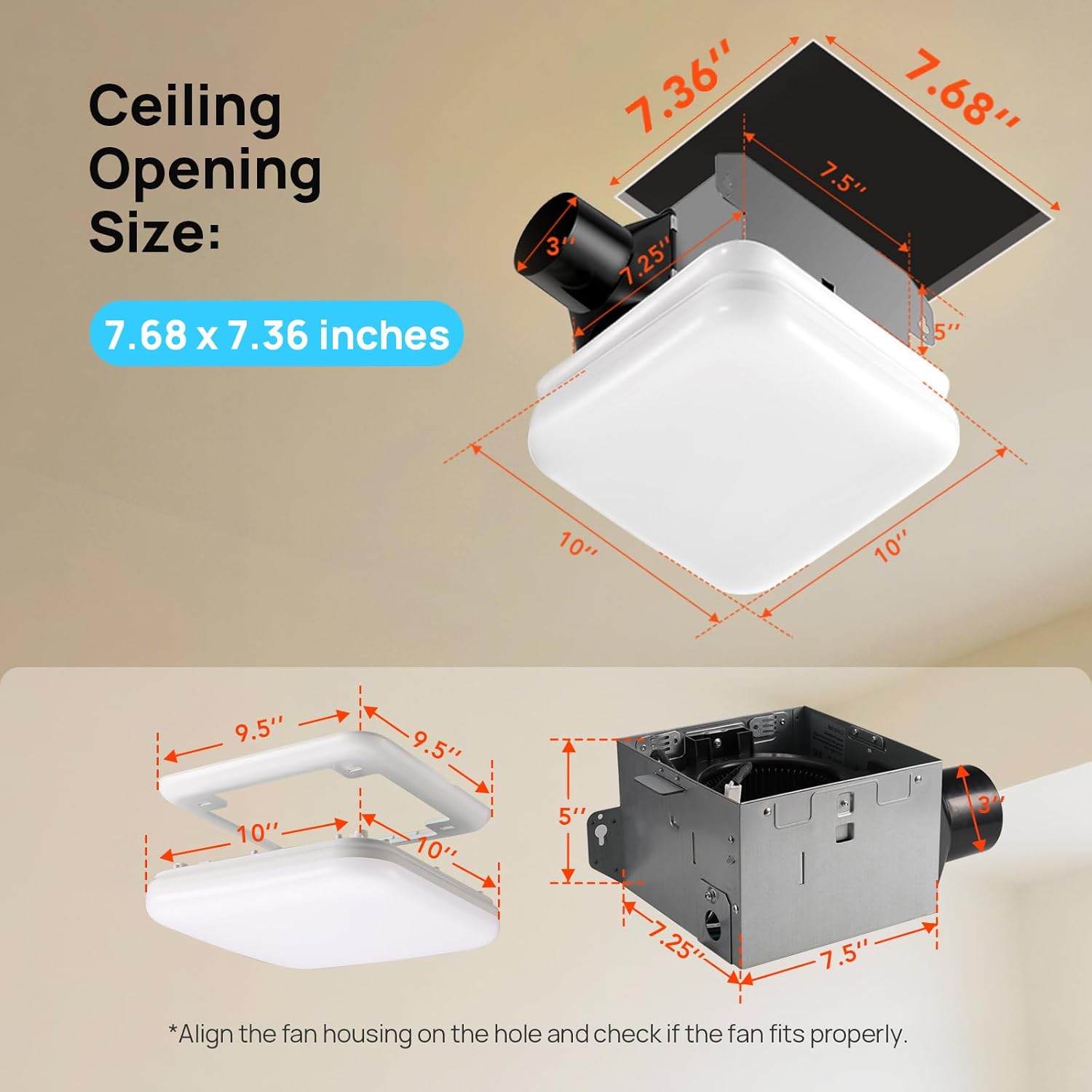 consciot bathroom exhaust fan with light, 50 cfm, 1.0 sone super quiet, 1000lm led light, 2700k-5000k 5 color selectable & nightlight, 16w bath fan light combo