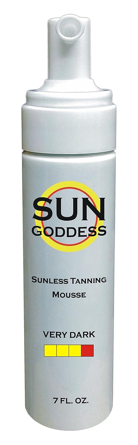 SUN GODDESS - Sunless Self Tanning Foam Mousse - VERY DARK - 7 oz + INCLUDES: Applicator Mitt, Application Gloves and Best Fake Tanner Lotion Spray Sample – Gorgeous, Natural Looking Tan Lasts 7 Days