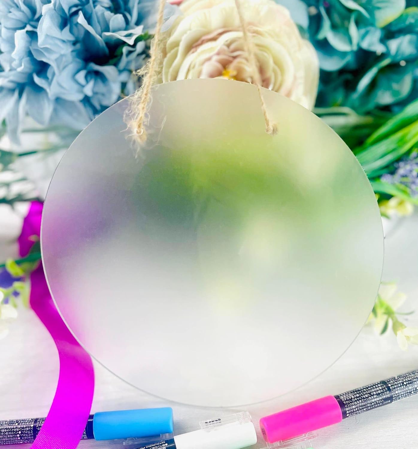 ONE (Rose Gold Mirror) Laser Cut Acrylic (11 inch Diameter with Two Holes) Round Disc for Hanging: Smooth Edge Plexiglass Circle 1/8"(3mm) Thick for Parties/Weddings/Celebrations/Birthdays