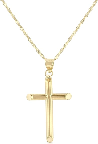 Amazon.com: Ioka 14K Yellow Gold Classic Cross Pendant with
