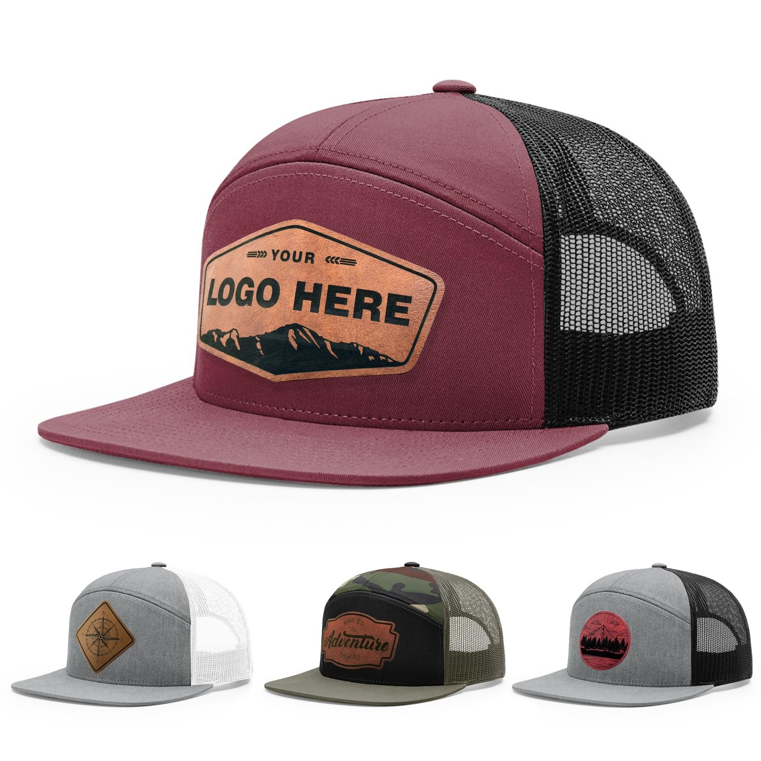 Personalized Custom 168 Style Trucker Leather Patch Hat for Men & Women