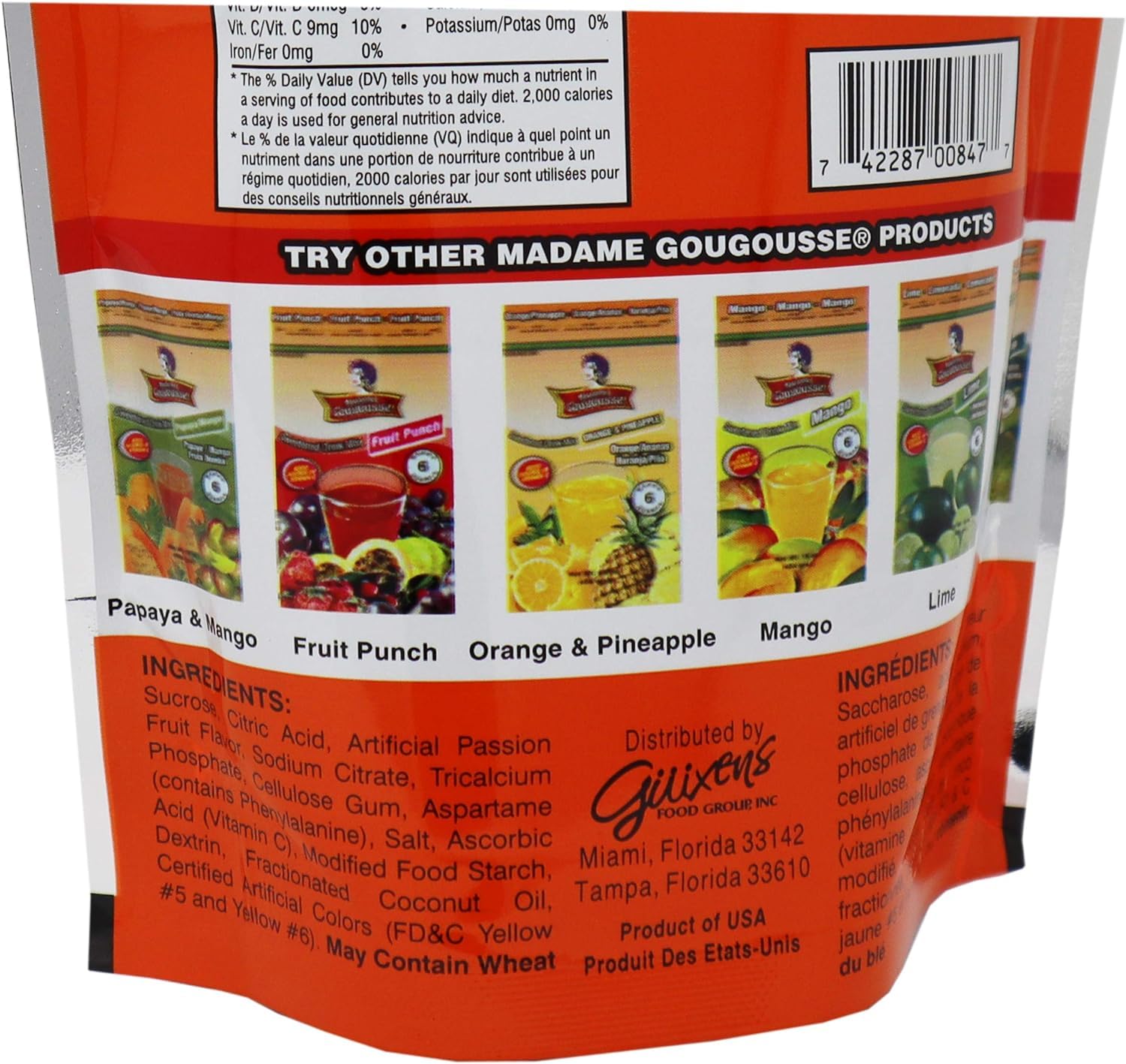 Madame Gougousse Passion Fruit Sweetened Drink Mix, 16 Ounce Resealable Pouch