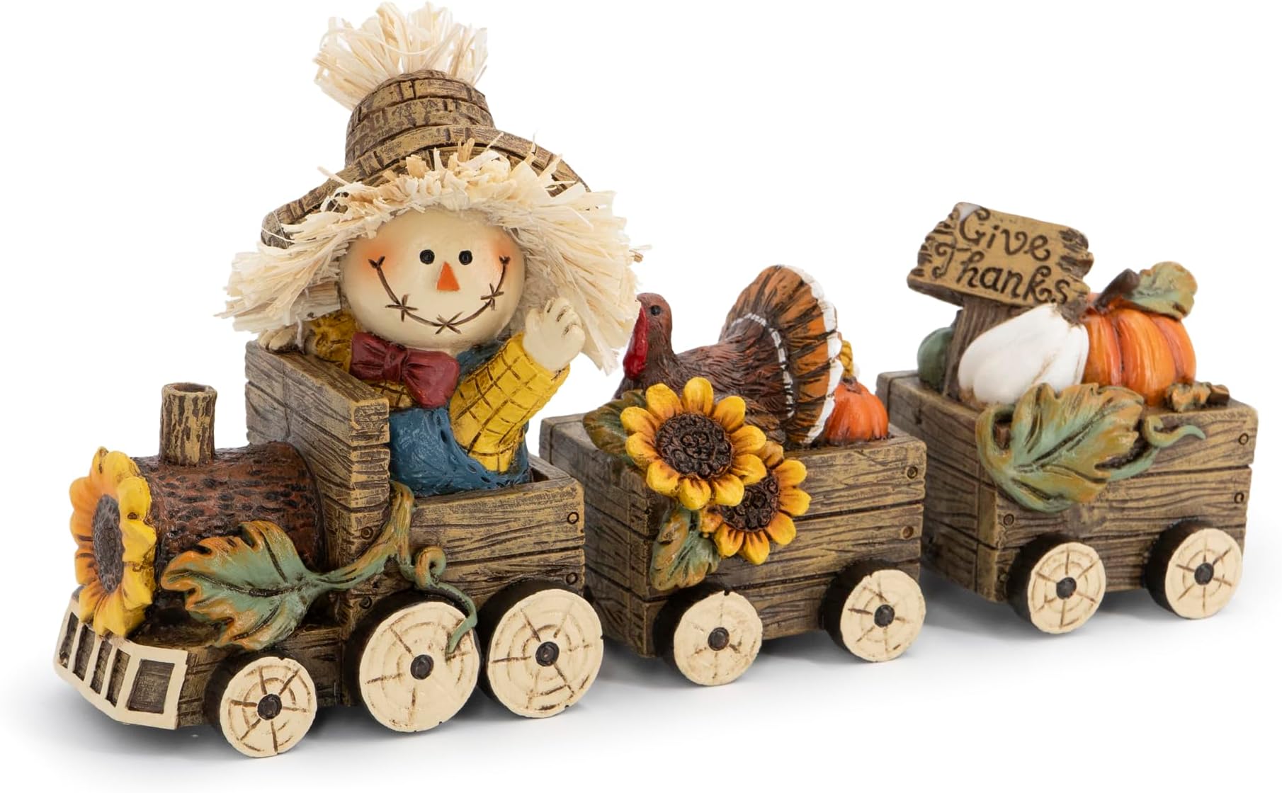 Hodao Fall Harvest Scarecrow Train Decoration, Thanksgiving Centerpiece