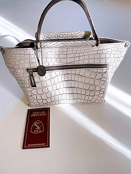 バニラクロコトートバッグ　JRA マーク付き Amazon.co.jp: クロコダイル クロコ ワニ 革 目地染め バニラ