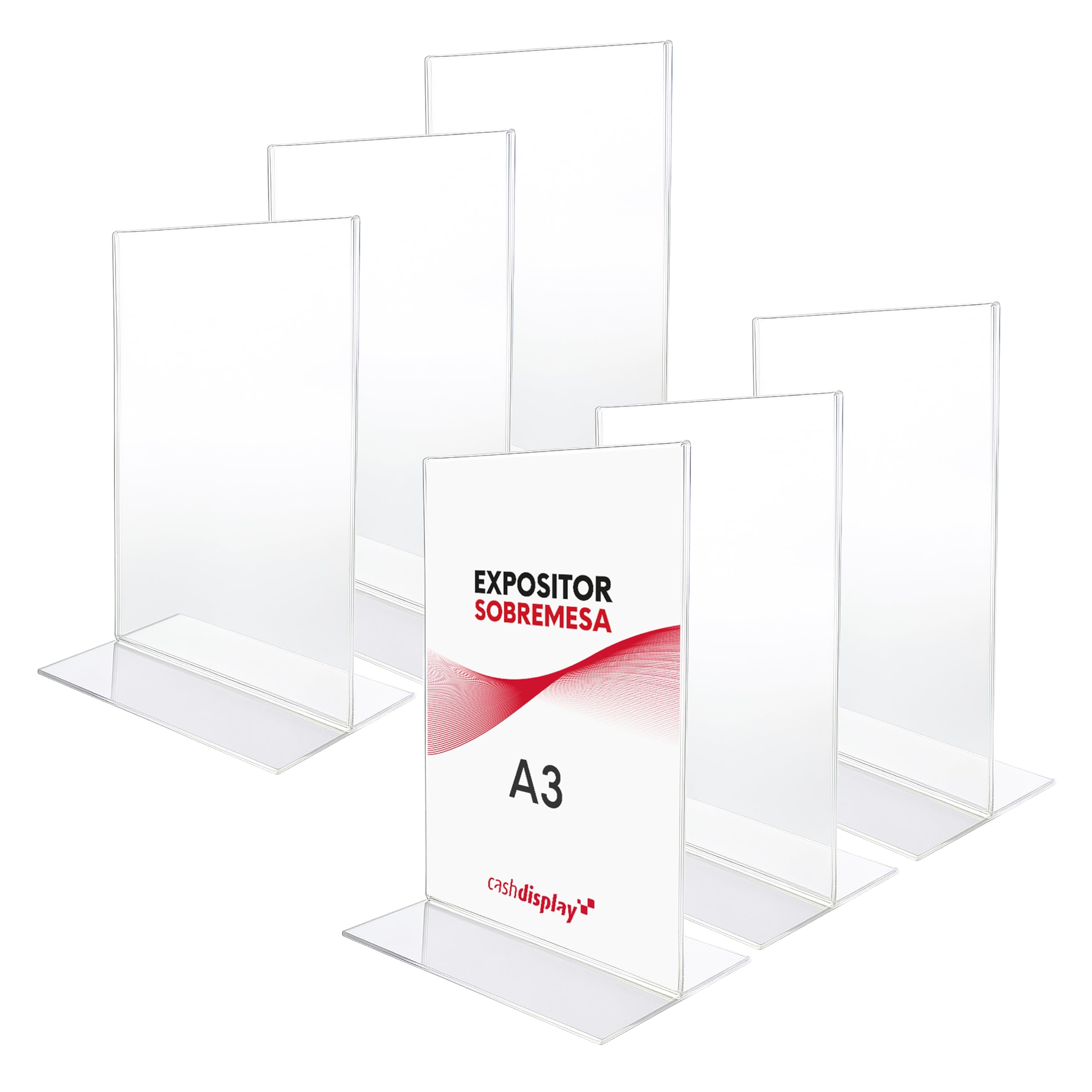 Expositor Metacrilato A3 Vertical - Pack 6unid | Porta Menus Sobremesa Resistente y Fácil Limpieza | Expositor Sobremesa para Publicidad de Tiendas y Cartas de Restaurante