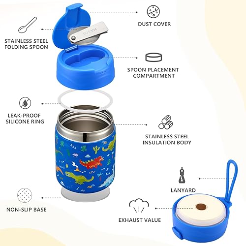 Miniatura 2 de Termo de sopa de 17 onzas para comida caliente para niños, tarro de comida aislado al vacío con cuchara de acero inoxidable, boca ancha, termo a