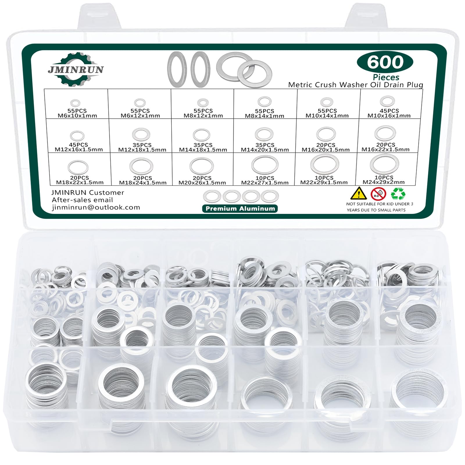 Stainless Steel Fender Washers - 520 Pcs SAE & Metric -8