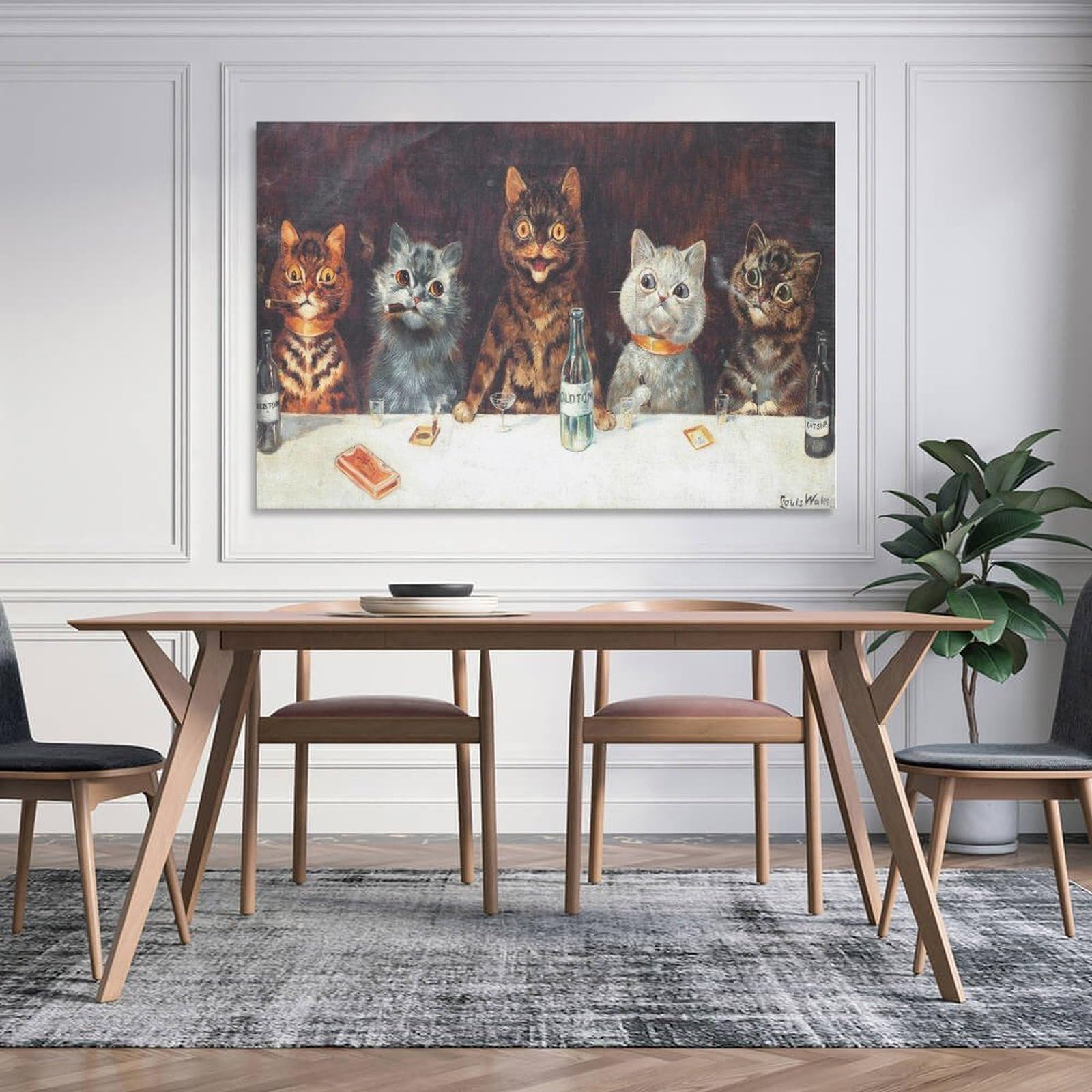ルイス　ウェイン　古い木枠の額装 Amazon.co.jp: Louis Wainルイス・ウェイン画家の絵画【バーの猫
