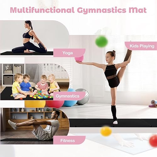 Miniatura 6 de Giantex Colchoneta de gimnasia de 8 x 4 x 2 pulgadas, tapete plegable con asas de transporte, funda de piel sintética desmontable para yoga,