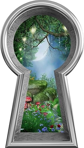 Calcomanía de pared plateada para ventana, linterna encantada, bosque, país de las maravillas, decoración de habitación de niños, cuento de hadas,