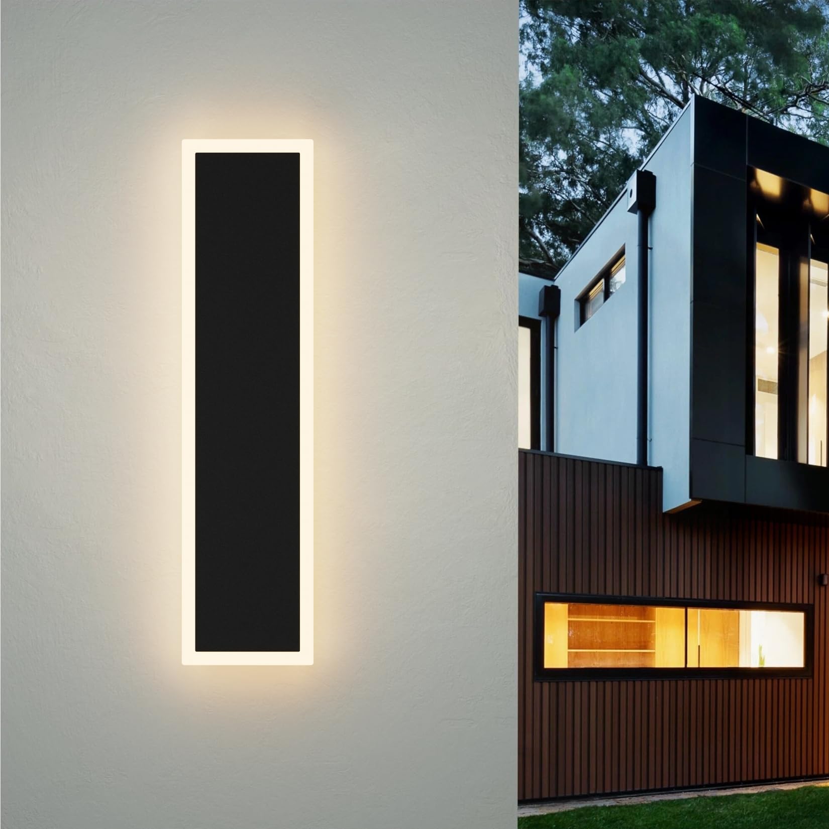 Ralbay 23.6Inch Outdoor Wall Lights Extra Wide,24W LED Modern Exterior Light Fixture 3000K 2000LM IP65 Waterproof for House Courtyard