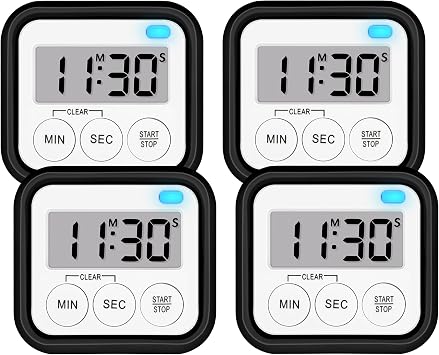 Timer, Kitchen Timers for Cooking Classroom Timer for Kids Teachers Magnetic Digital Timers 4 Pack, Black