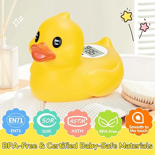 Miniatura 6 de Termómetro de baño para bebés, termómetro digital de seguridad para bañera de bebé, pantalla CF, sin BPA y resistente al agua, juguete flotante de