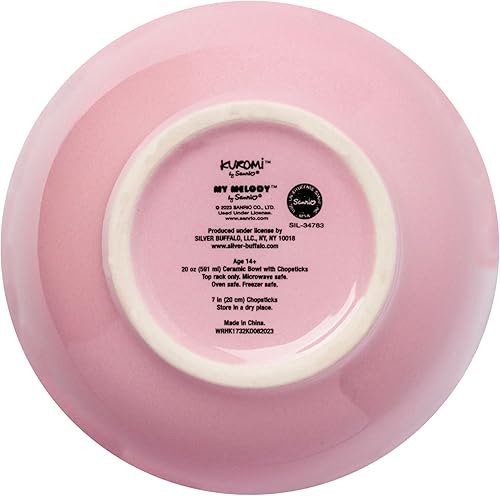 Miniatura 7 de Silver Buffalo Sanrio Hello Kitty and Friends My Melody and Kuromi - Tazón de arroz de cerámica con palillos, apto para microondas, 20 onzas