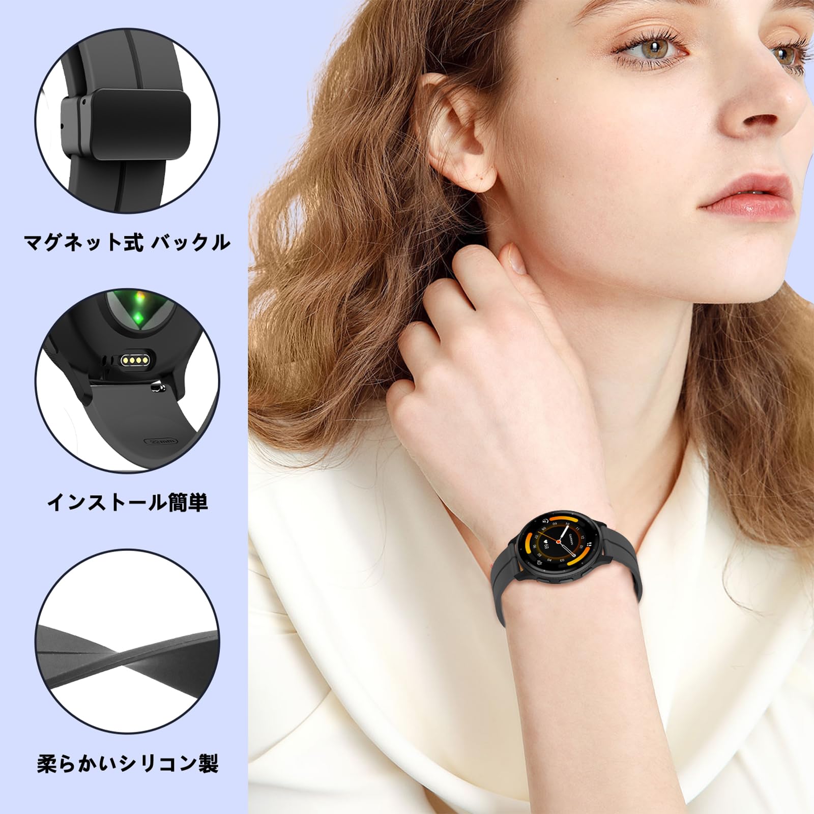 Amazon.co.jp: [RoSoki] 22mm バンド Garmin Venu 3 / Venu 2 / Garmin 