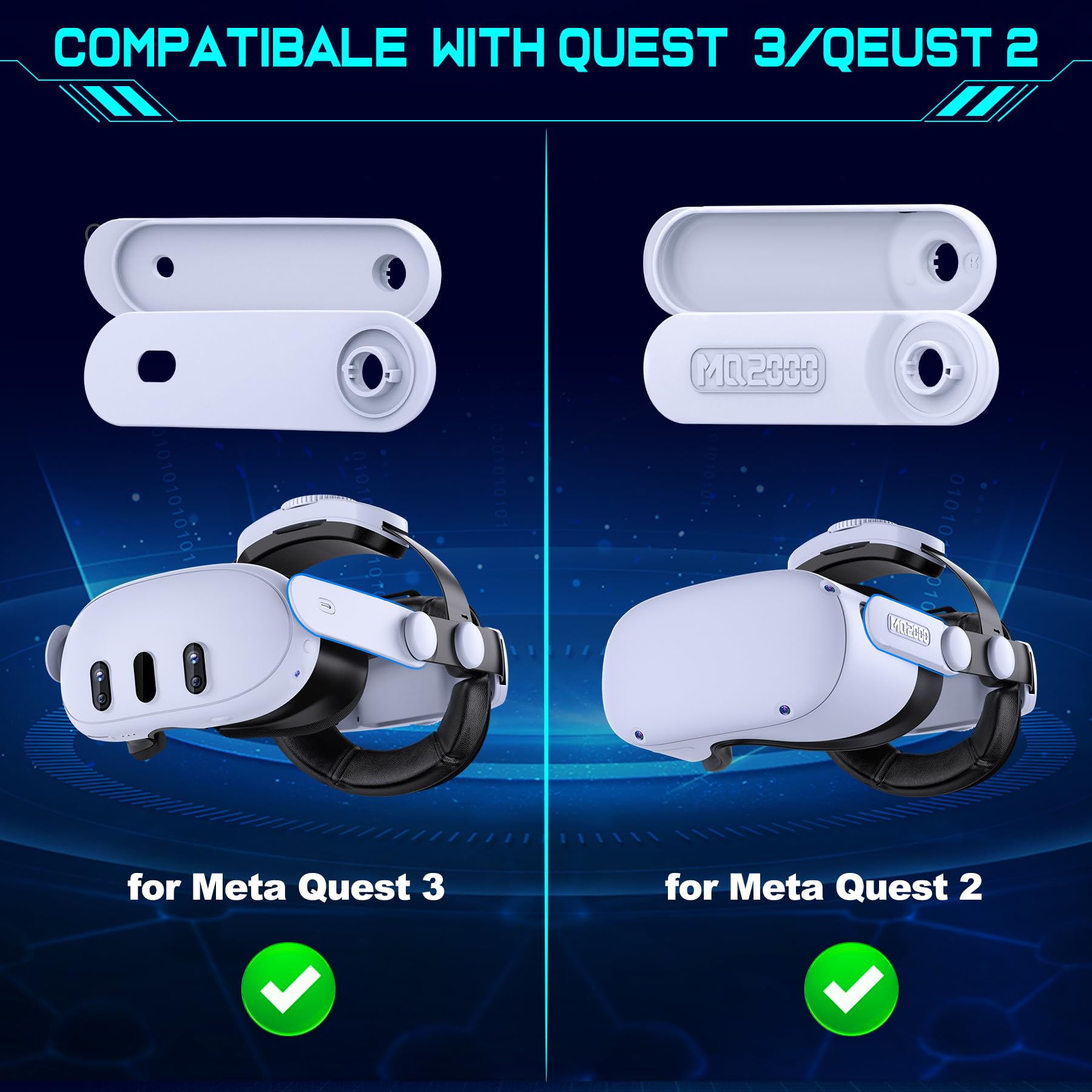 Meta Quest 3 Sangle pour Meta Quest 3, accessoire pour Meta Quest 3, Elite Strap avec quatre directions réglables/coton amortissant/haute plasticité/confort pour Meta Quest 2