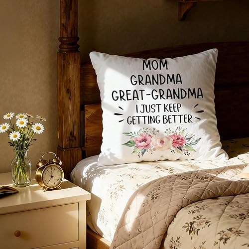 Miniatura 5 de Funda de almohada de 18 x 18 pulgadas, regalo para abuela, anuncio de embarazo para abuela, promocionado a bisabuela, fundas de almohada decorativas