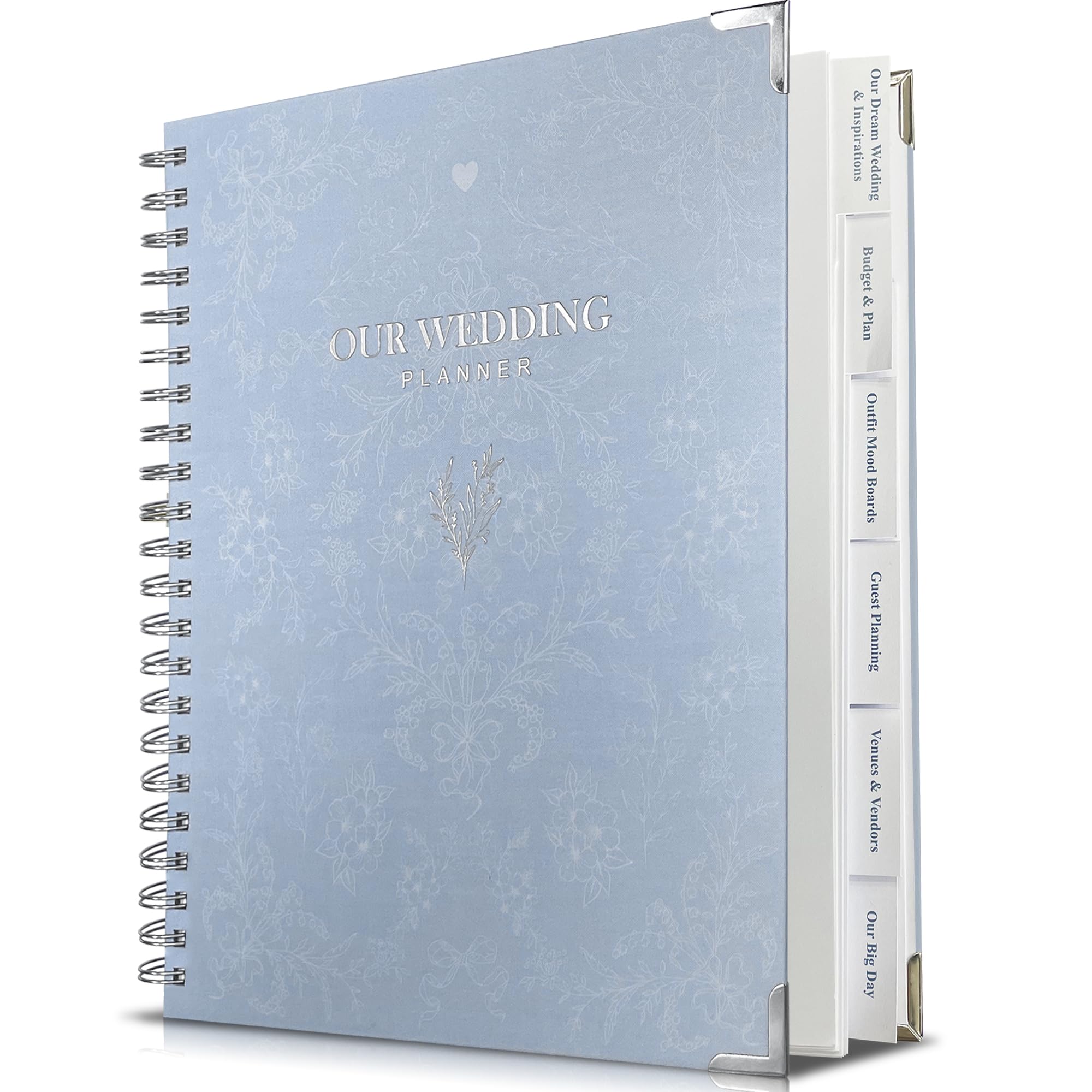 LADY&HOME Hochzeitsplaner-Buch und Organizer für die Braut, Leinen, Hochzeitsplanungsmappe mit Kalendern und Checklisten, Verlobungsgeschenke für frisch Verlobte, Blau