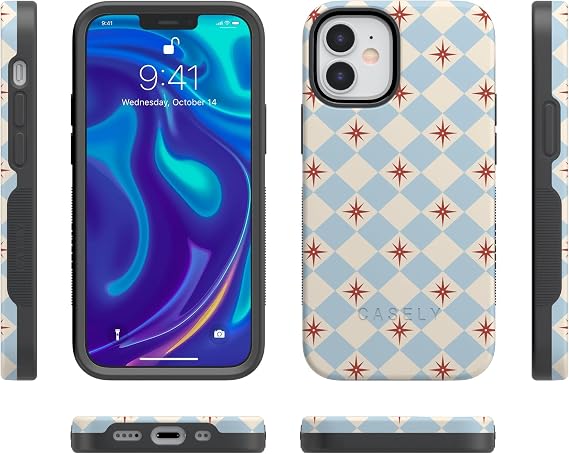 Casely iPhone 12 Mini Case | Chelsea Checker | Starlight Tiles | Bold Protective Design | Compatible with MagSafe