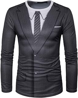 Boys' 3D-Print Suit-Style T-Shirt Long Sleeve T-Shirt for Kids Halloween Family Events Dress Up