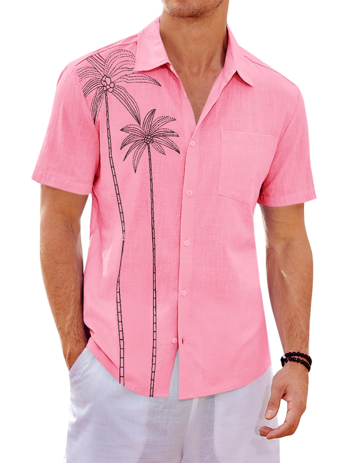  Runcati Mens Hawaiian Shirt Short Sleeve Button Down Summer Vacation Cotton Linen Shirt
| Runcati Mens Short Sleeve