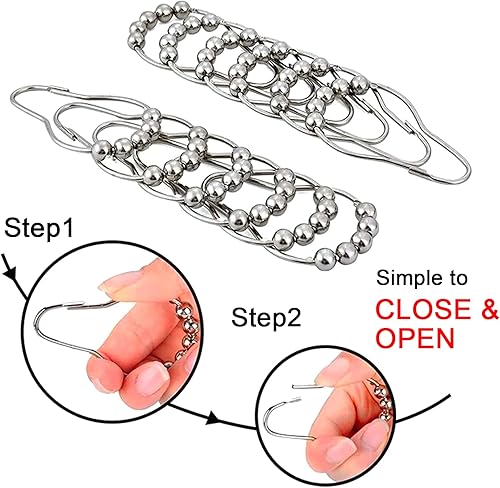 Miniatura 10 de Ansxiy Anillos de ganchos para cortina de ducha, anillos de cortina de ducha de metal inoxidables para cortinas de baño, juego de 12, negro mate