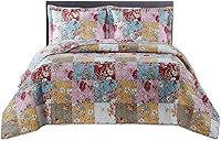 Vista 9 de Royal Tradition Juego de colcha de 5 piezas, tamaño individual, microfibra acolchada sin arrugas con estampado de pájaros Ayat incluye: juego